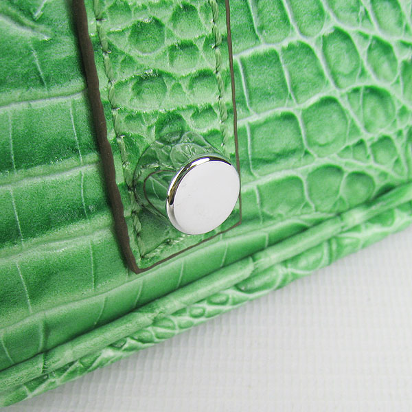 High Quality Fake Hermes Birkin 35CM Crocodile Head Veins Leather Bag Green 6089 - Click Image to Close